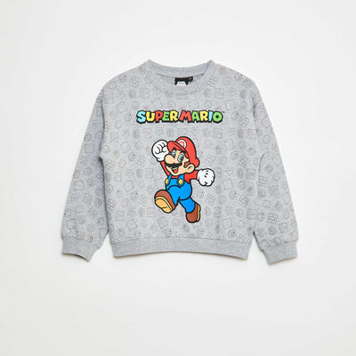 Sweat imprimé 'Fashion UK' 'Mario' en coton GRIS