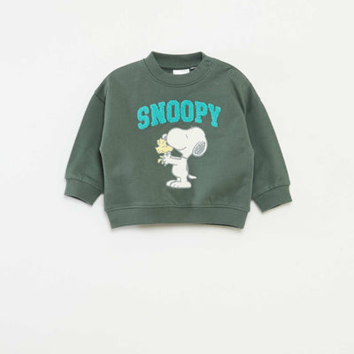 Sweat imprimé animé 'Snoopy' en polaire coton VERT