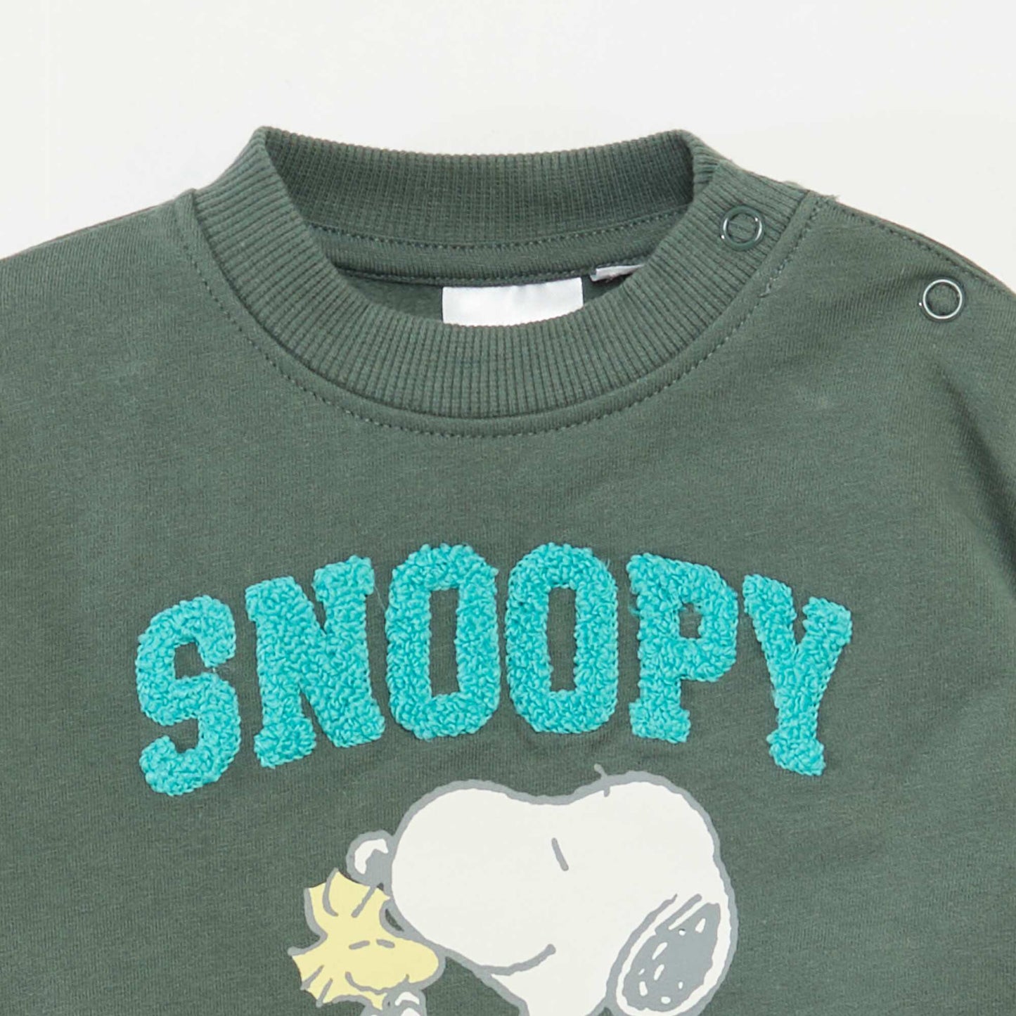 Sweat imprimé animé 'Snoopy' en polaire coton VERT