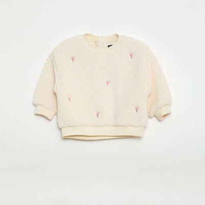Pull en maille moutonnée à motif BLANC