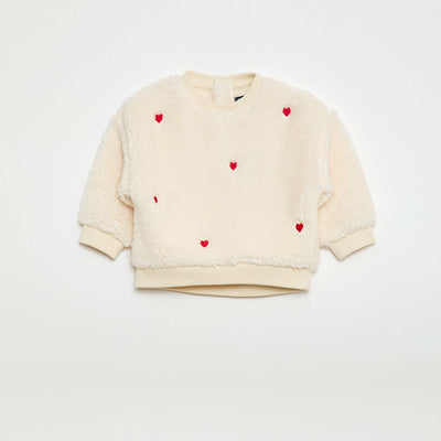Pull en maille moutonnée à motif BLANC