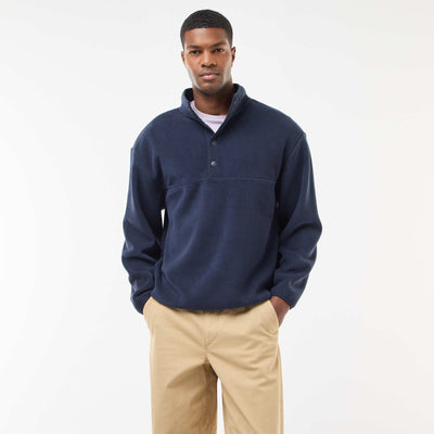 Pull en polaire col camionneur pressionnée BLEU
