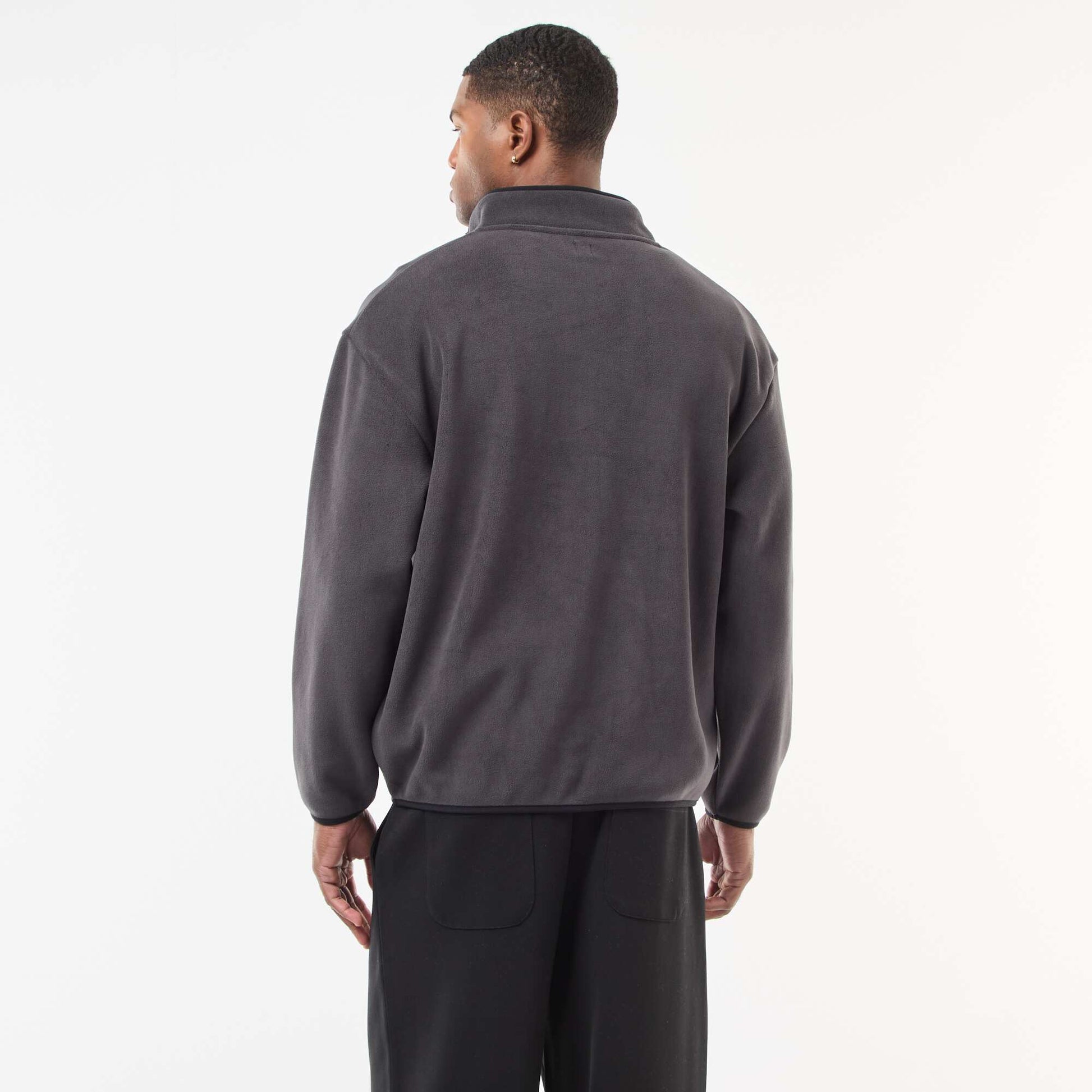 Pull en polaire col camionneur pressionnée NOIR