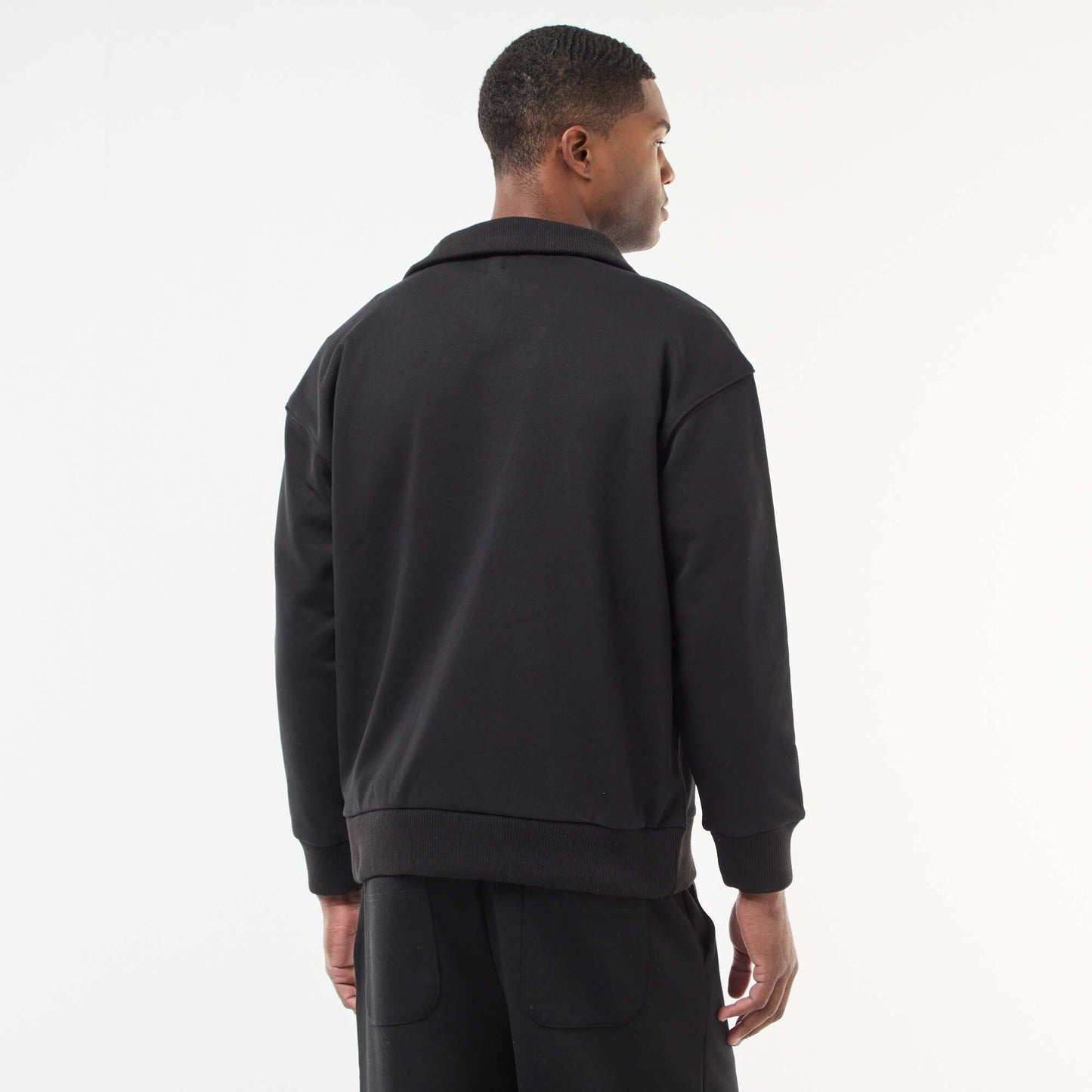 Sweat col camionneur zippé en coton NOIR