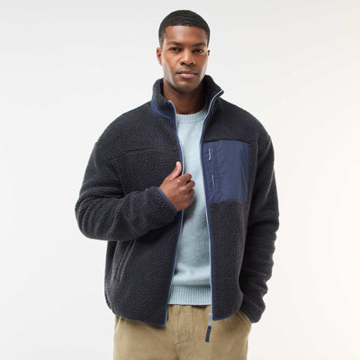 Sweat zippé effet moutonné NOIR