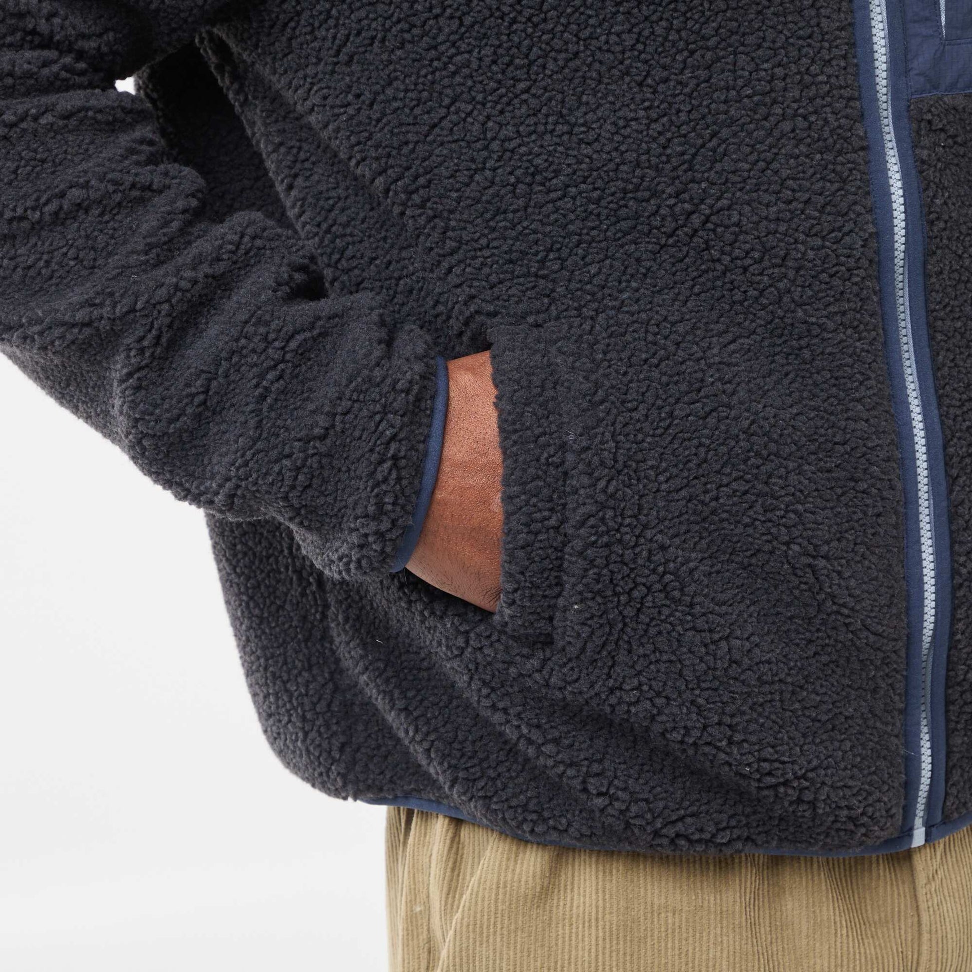 Sweat zippé effet moutonné NOIR