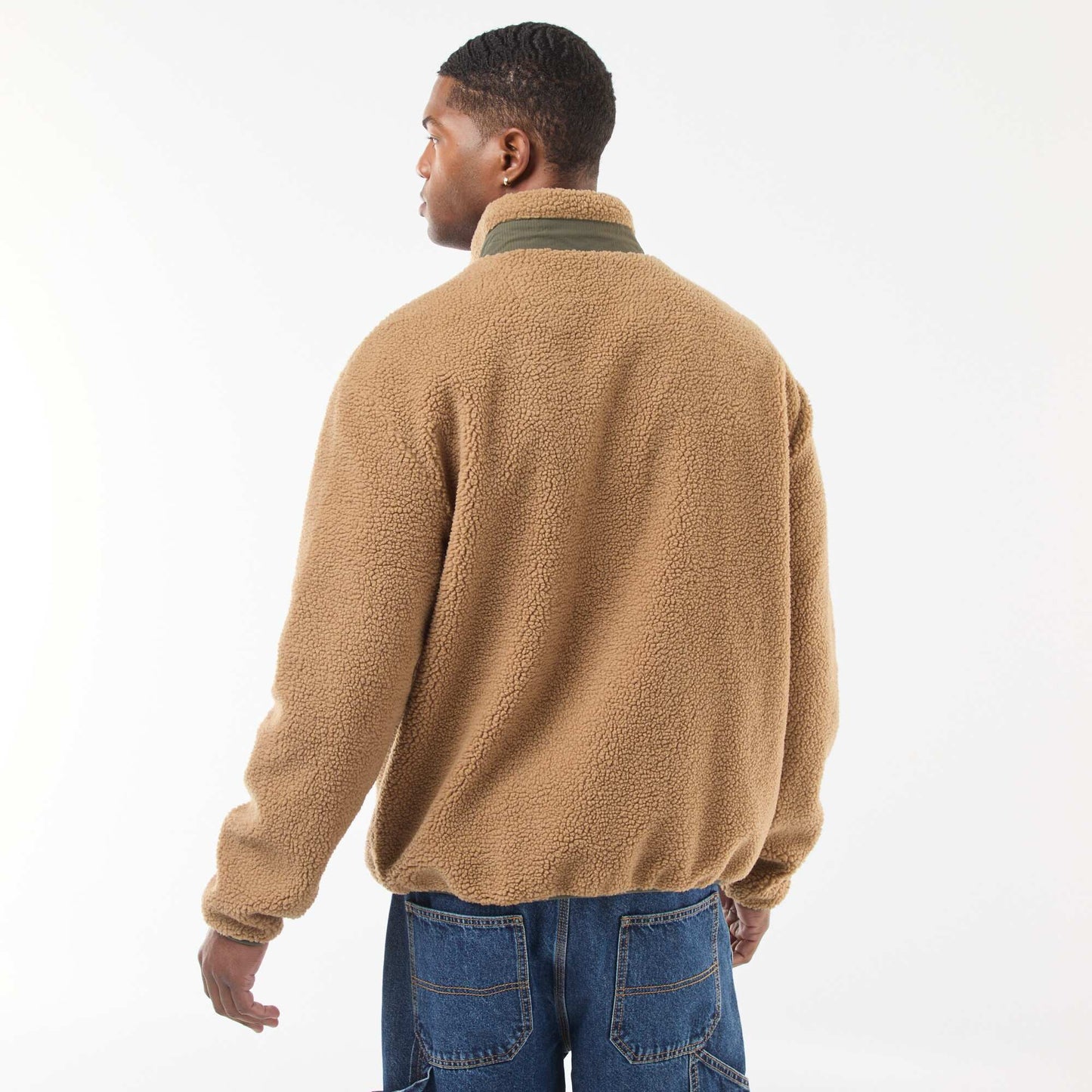 Sweat zippé effet moutonné BEIGE