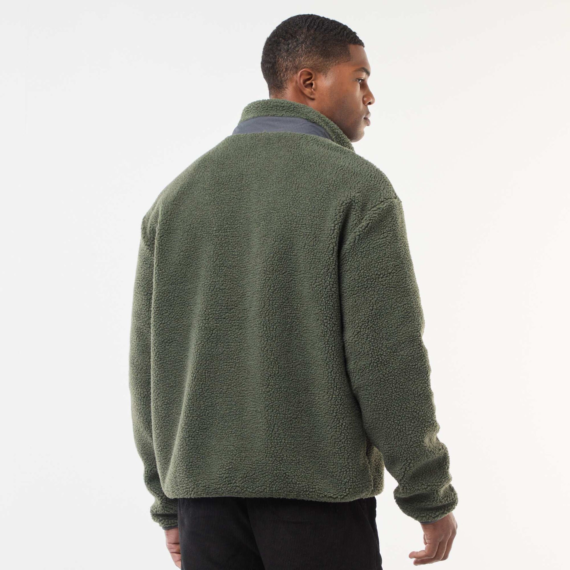 Sweat zippé effet moutonné VERT