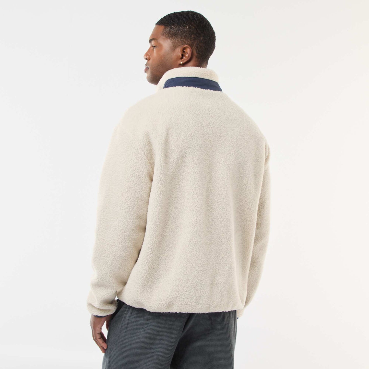 Sweat zippé effet moutonné BLANC