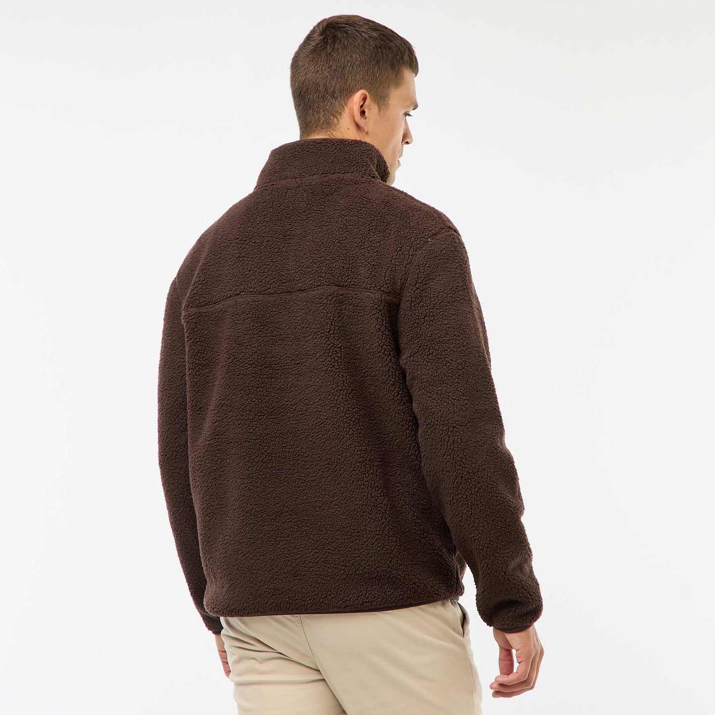 Sweat zippé col montant uni MARRON