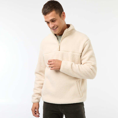 Sweat zippé col montant uni BEIGE