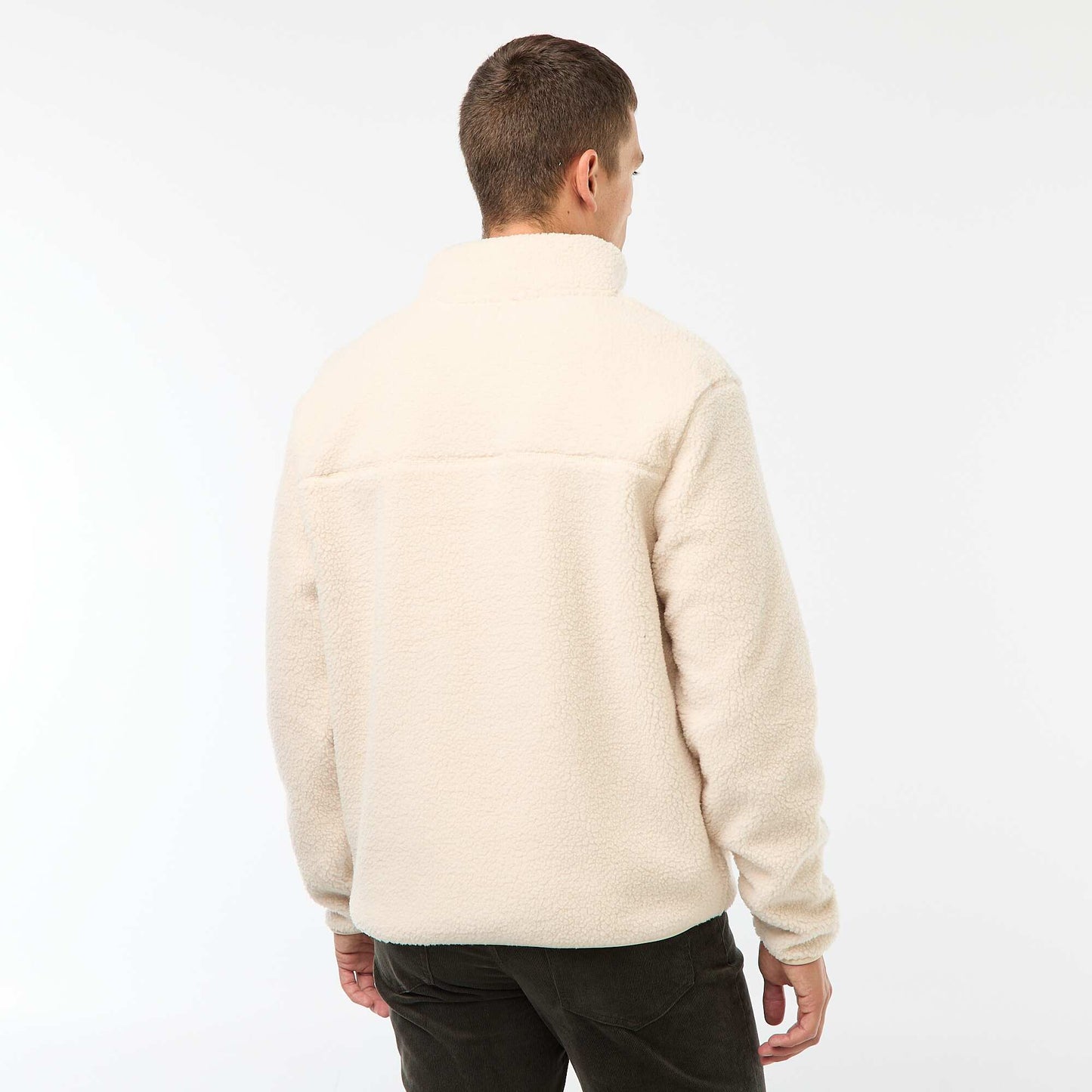 Sweat zippé col montant uni BEIGE