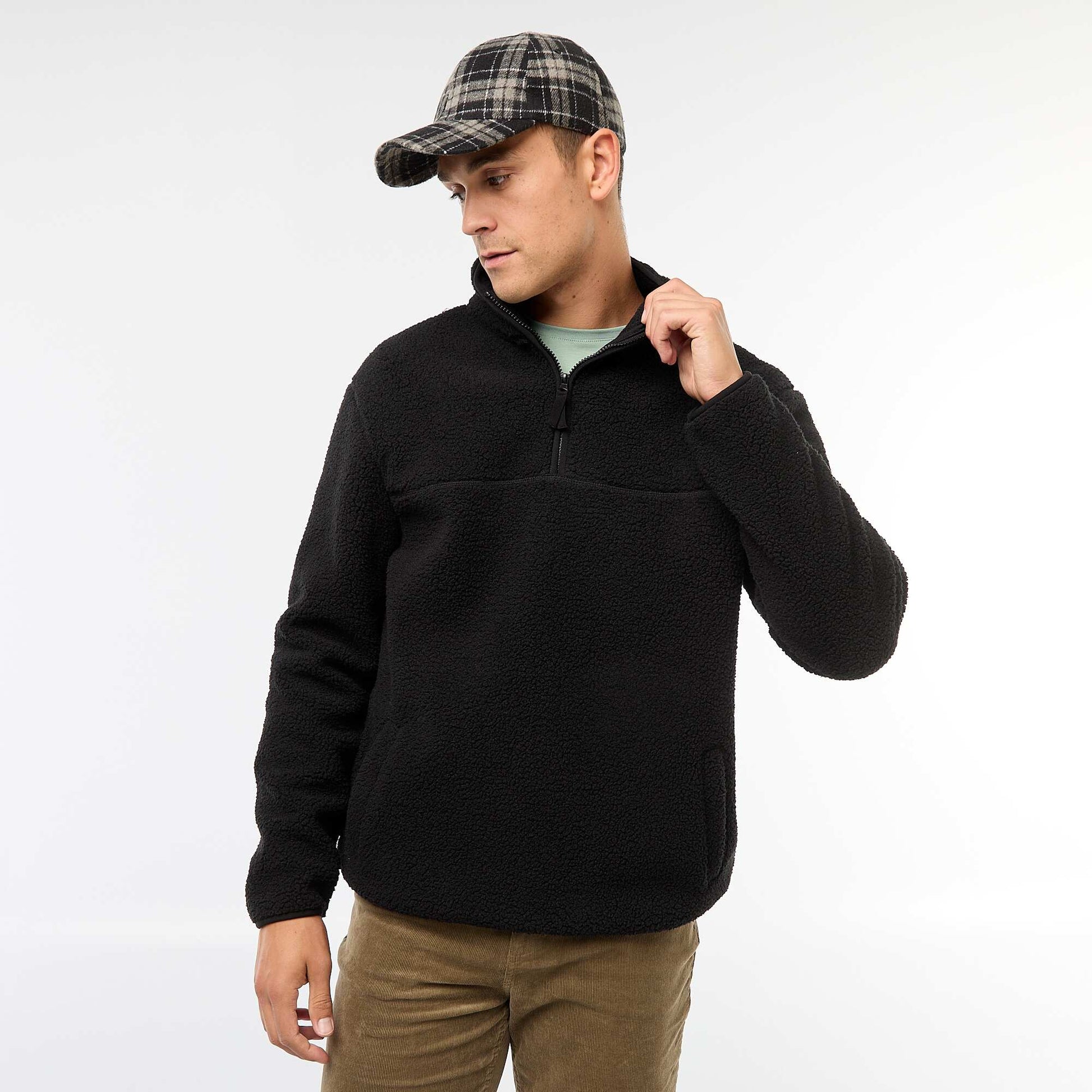 Sweat zippé col montant uni NOIR