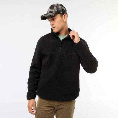 Sweat zippé col montant uni NOIR