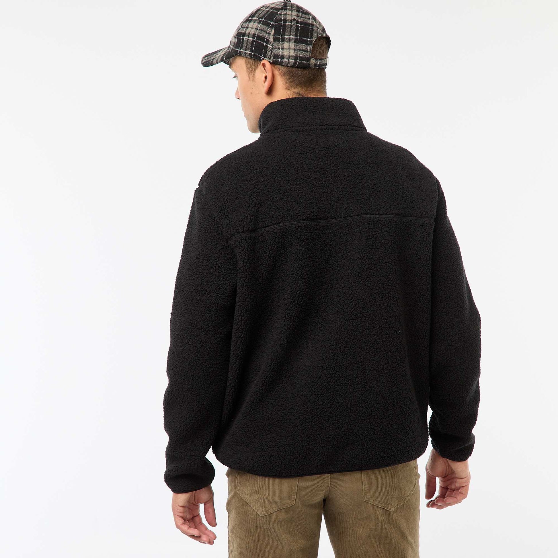 Sweat zippé col montant uni NOIR
