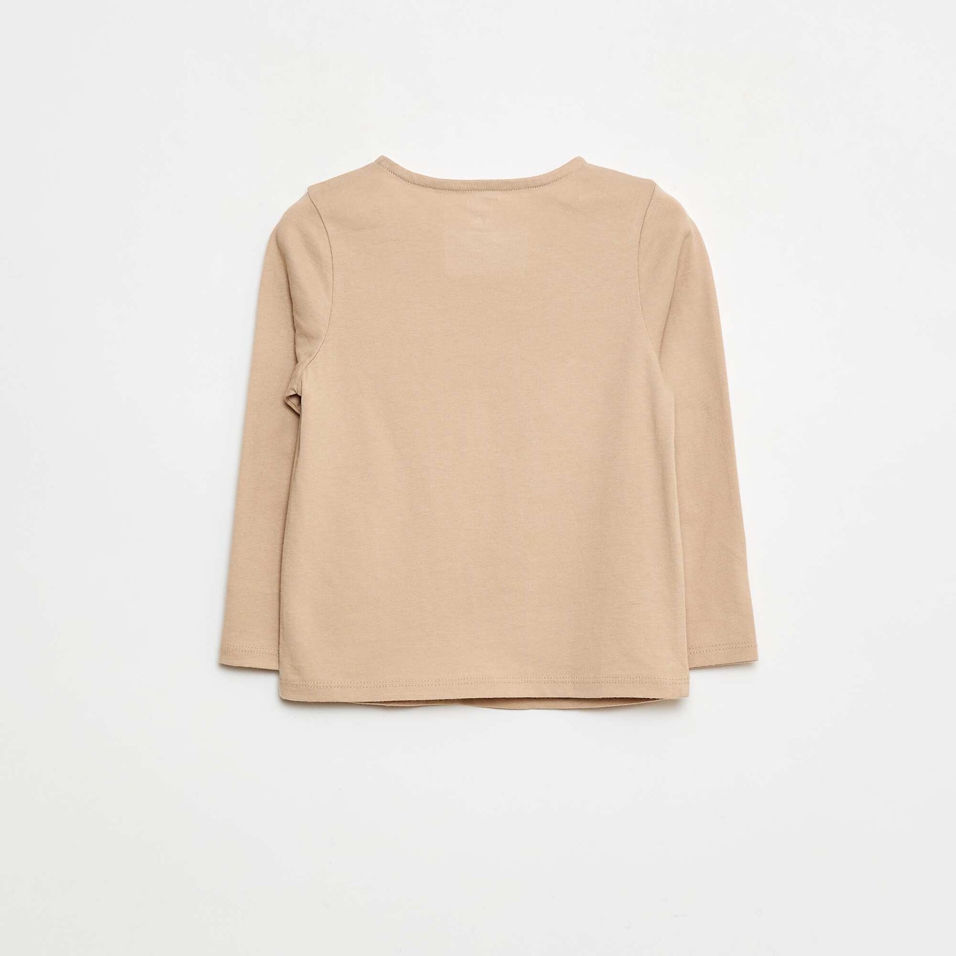 T-shirt à col rond imprimé 'Noël' BEIGE