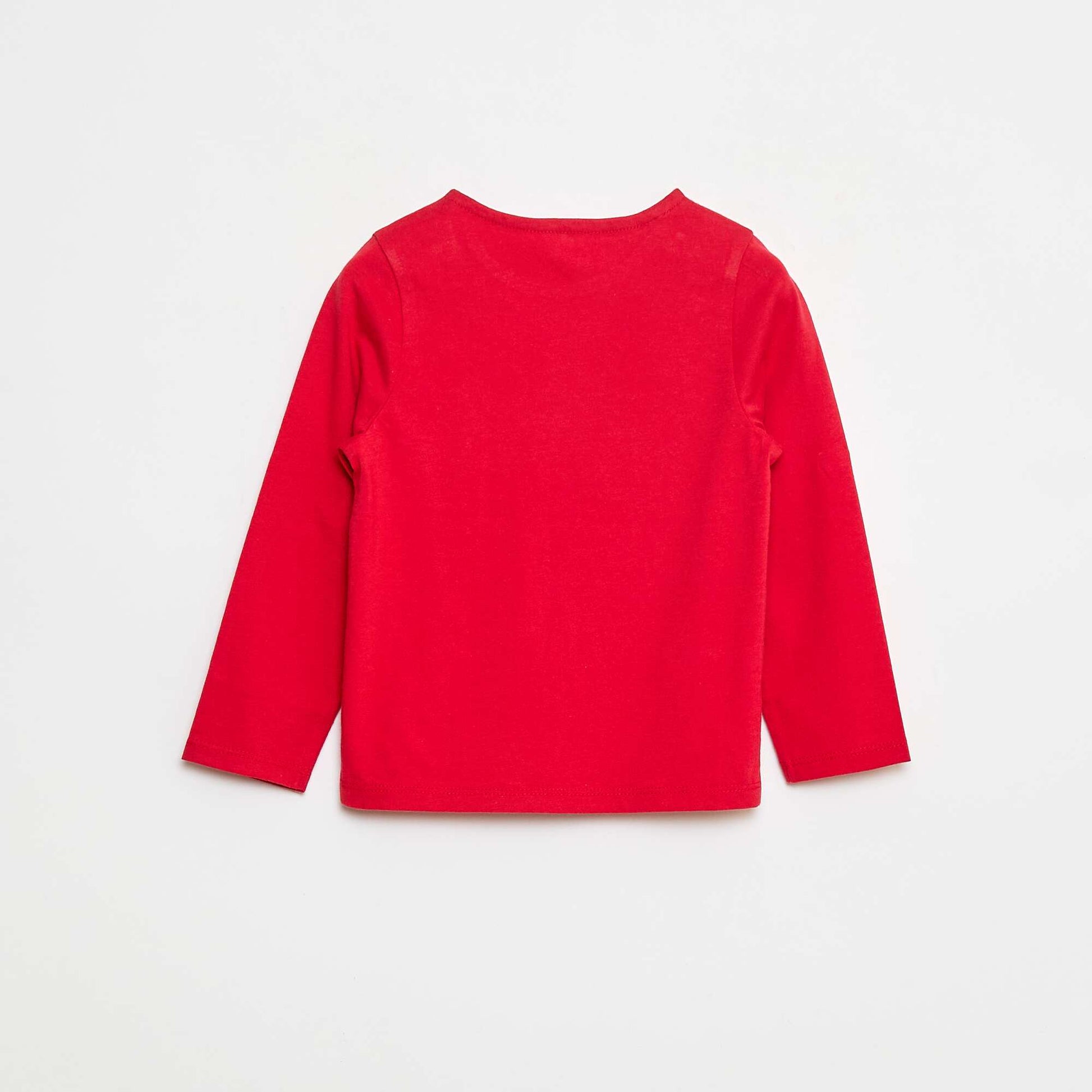 T-shirt à col rond imprimé 'Noël' ROUGE