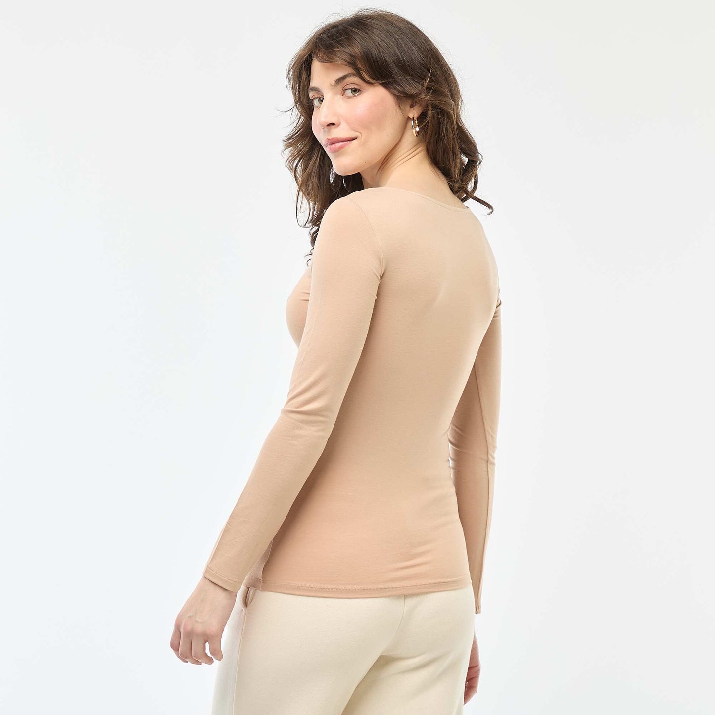 T-shirt à manches longues thermique effet seconde peau BEIGE