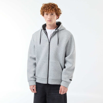 Sweat à capuche zippé doublé effet moutonné GRIS