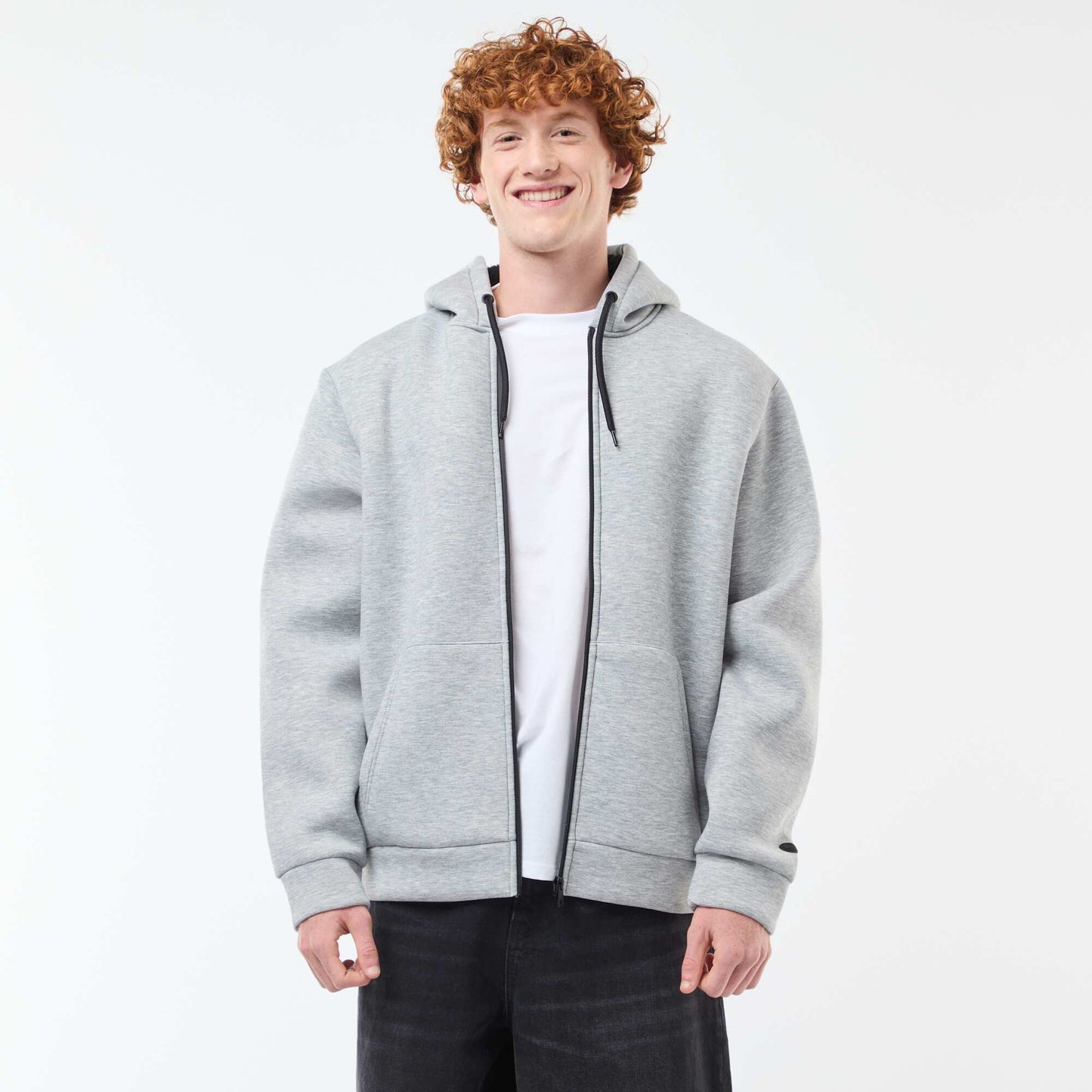 Sweat à capuche zippé doublé effet moutonné GRIS