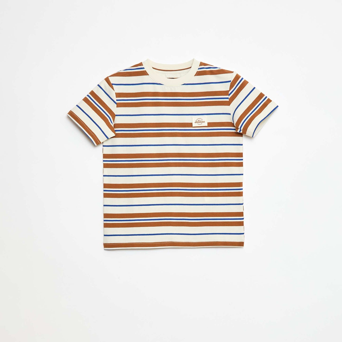 T-shirt à manches courtes et à rayures BEIGE