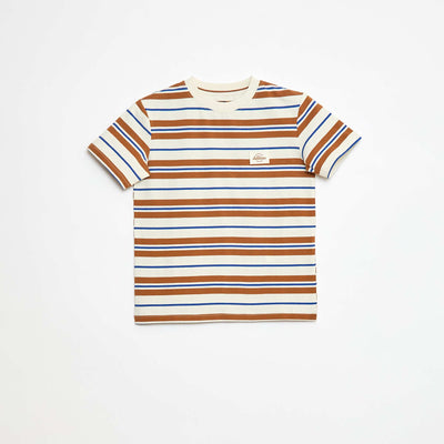 T-shirt à manches courtes et à rayures BEIGE