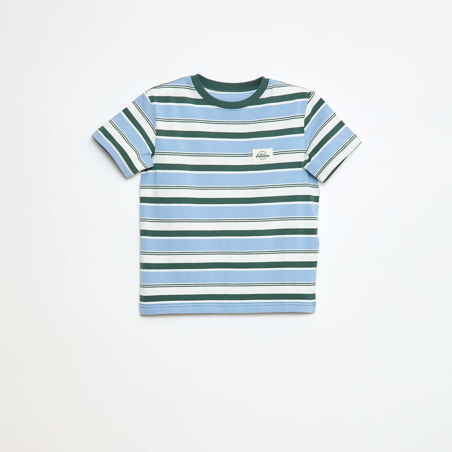 T-shirt à manches courtes et à rayures BLEU