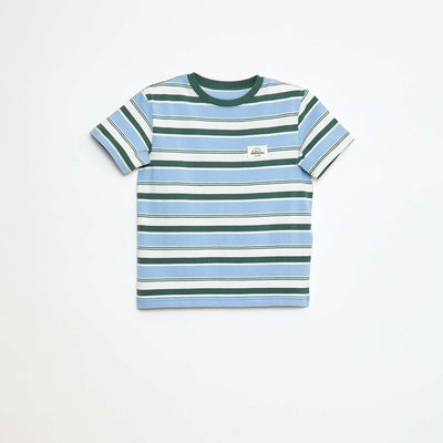 T-shirt à manches courtes et à rayures BLEU