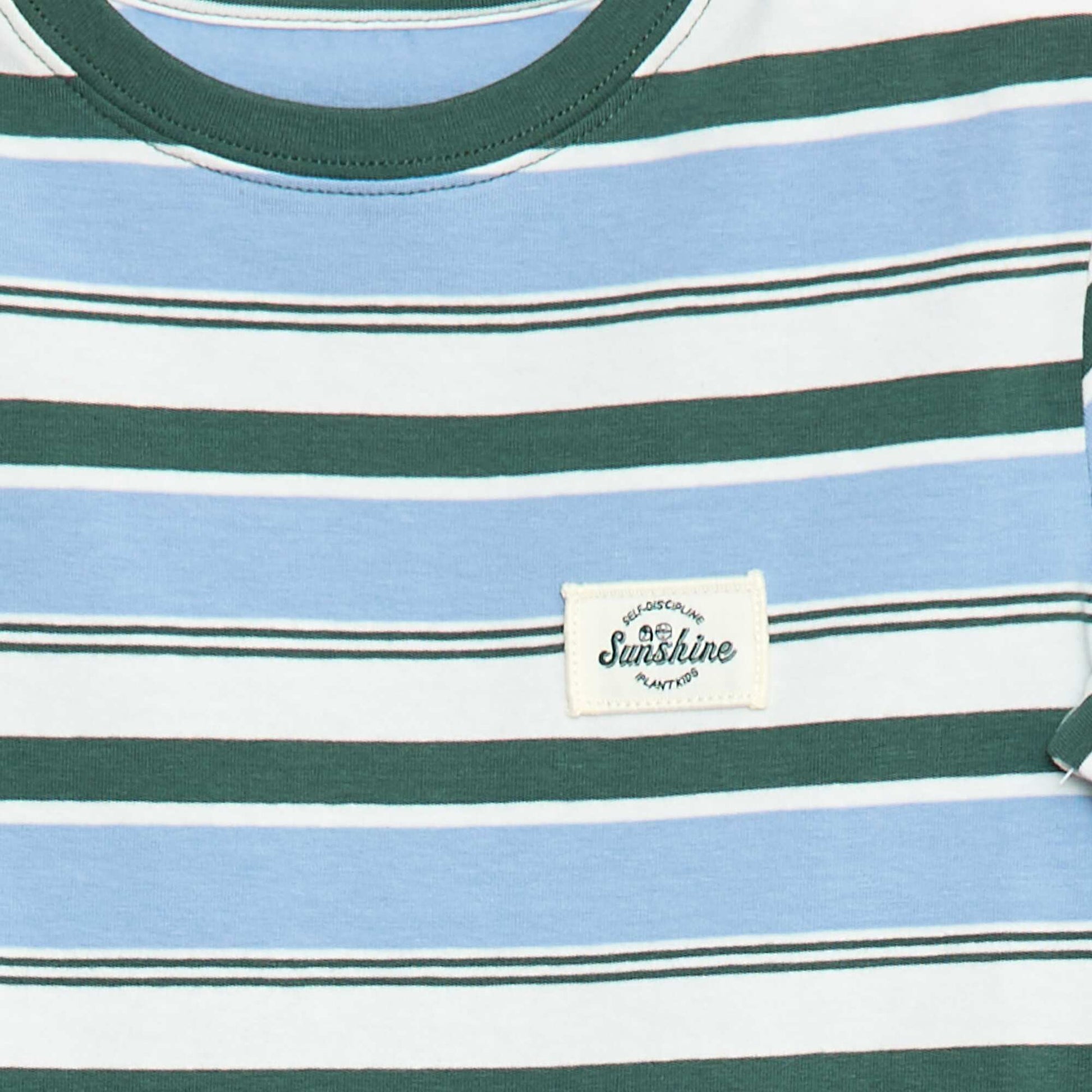 T-shirt à manches courtes et à rayures BLEU