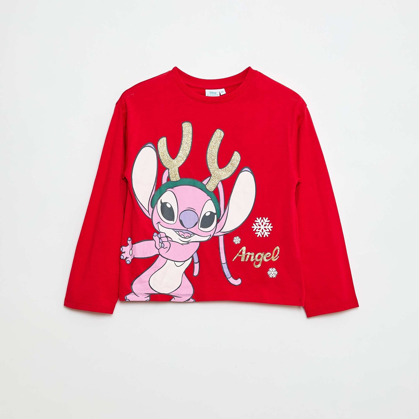 T-shirt imprimé Noël 'Disney' 'Angel' en jersey coton ROUGE