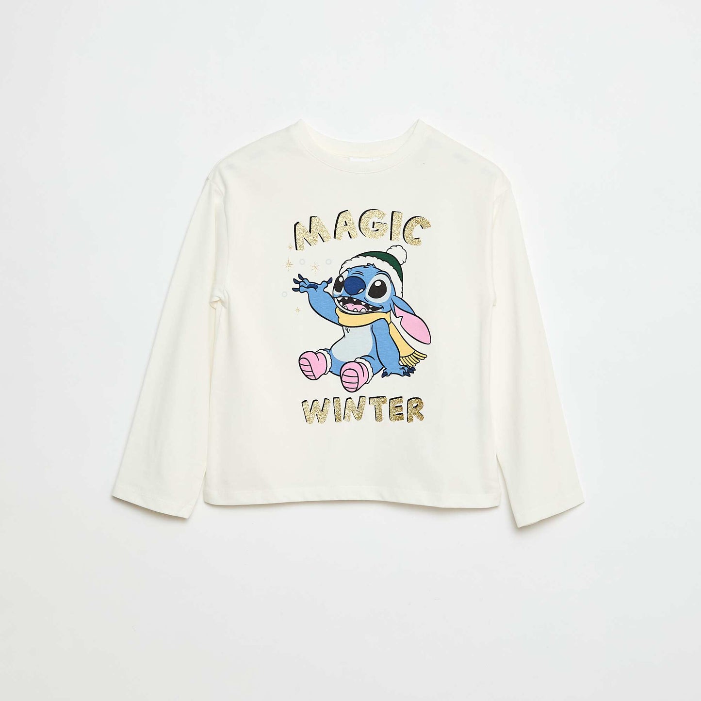 T-shirt imprimé Noël 'Disney' 'Stitch' en jersey coton BLANC