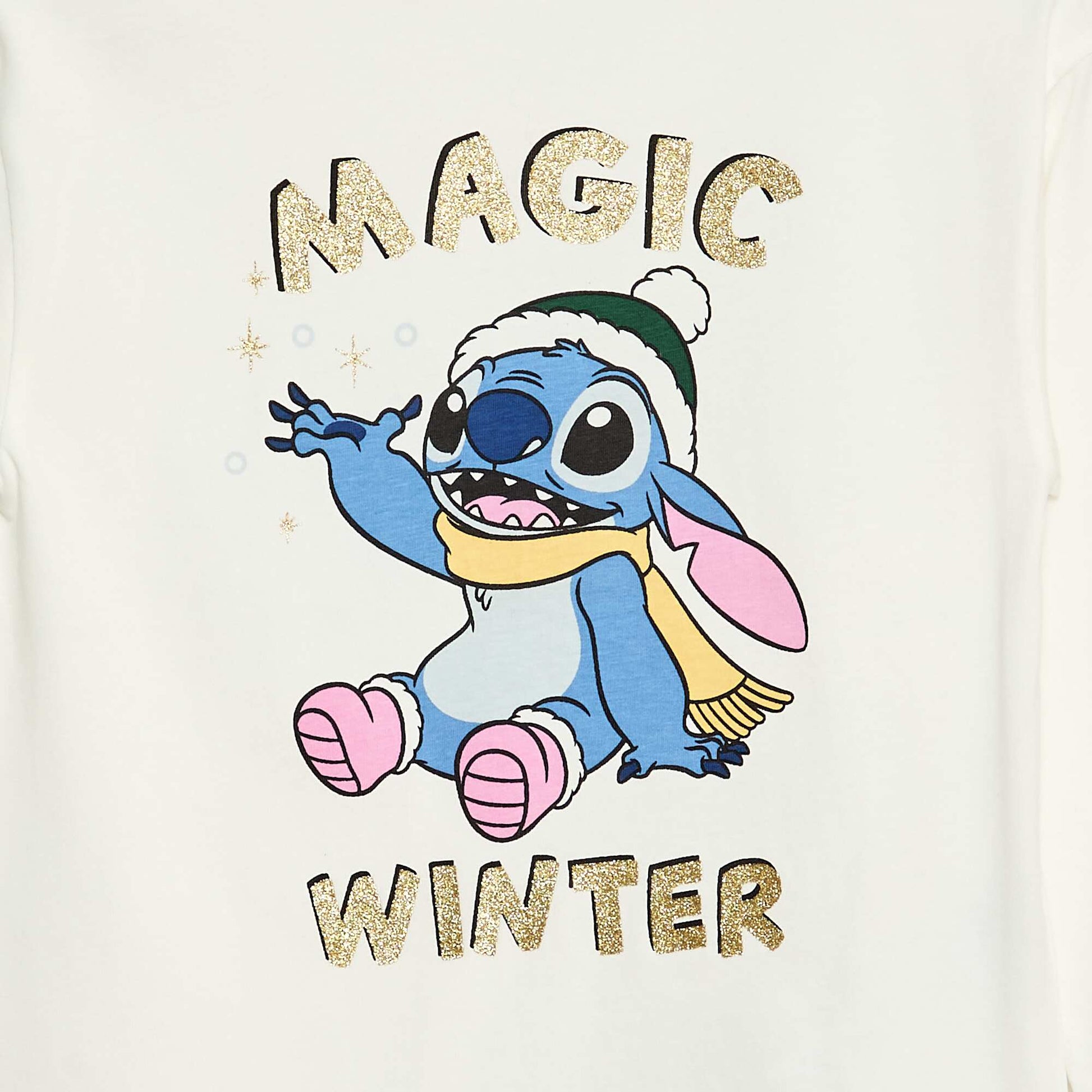 T-shirt imprimé Noël 'Disney' 'Stitch' en jersey coton BLANC
