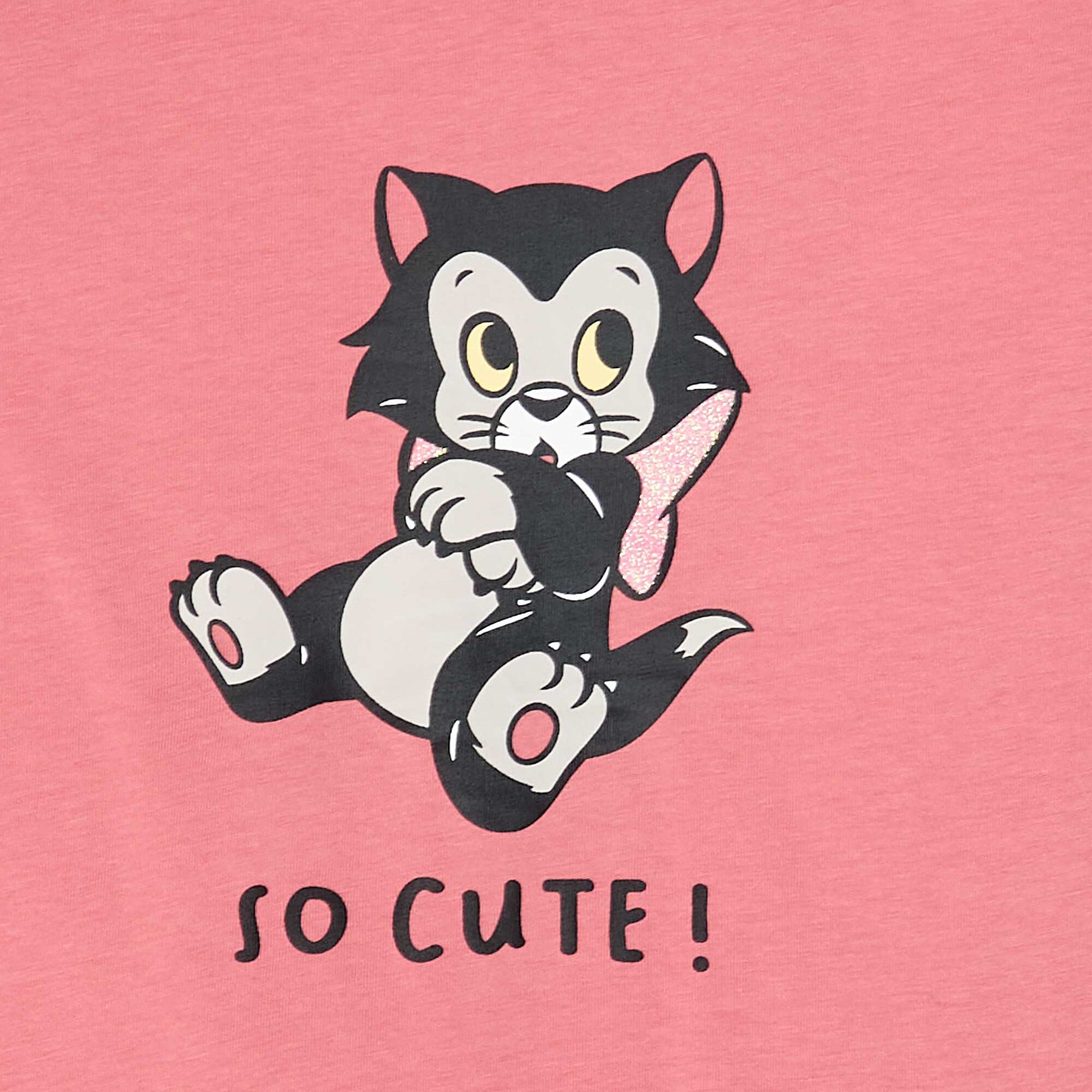 T-shirt imprimé Noël 'Disney' 'Figaro' en jersey coton ROSE