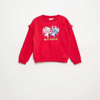 Sweat 'Stitch' 'Disney' avec volants aux manches ROUGE