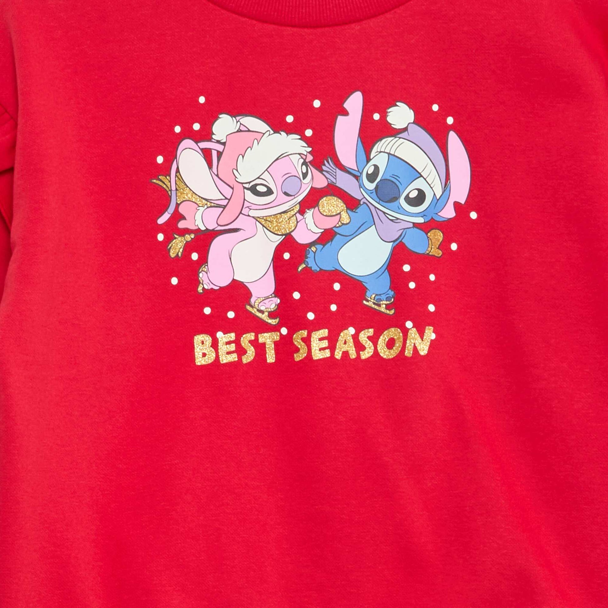 Sweat 'Stitch' 'Disney' avec volants aux manches ROUGE