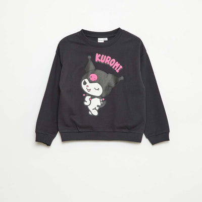 Sweat à capuche 'Hello Kitty & Kuromi' col rond NOIR