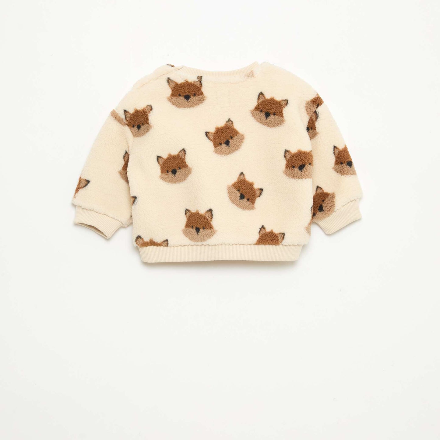 Sweat col rond effet moutonné animalier BLANC
