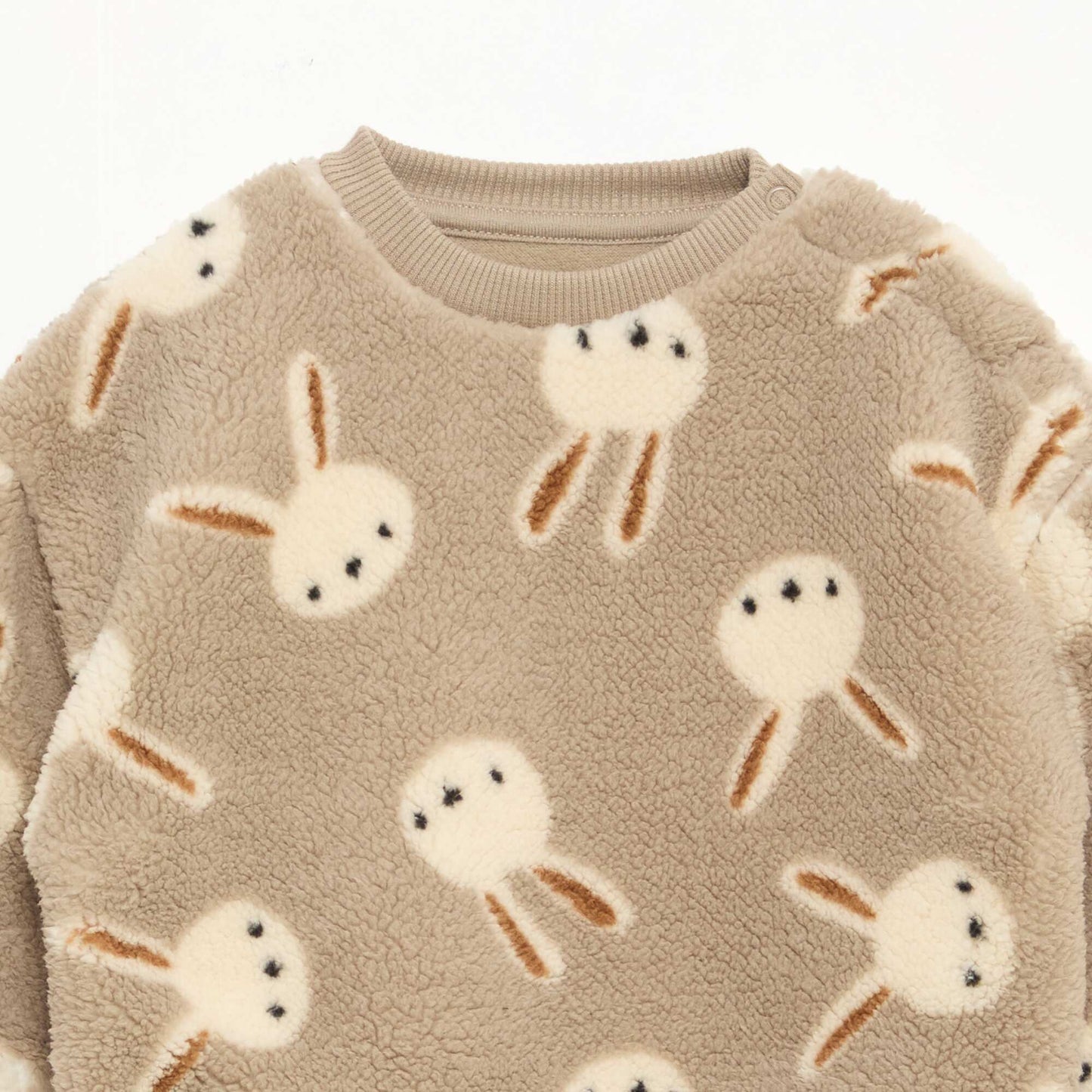 Sweat col rond effet moutonné animalier BEIGE