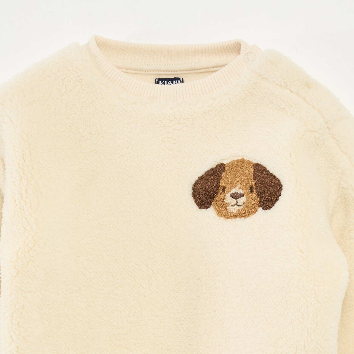 Sweat col rond effet moutonné animalier BLANC