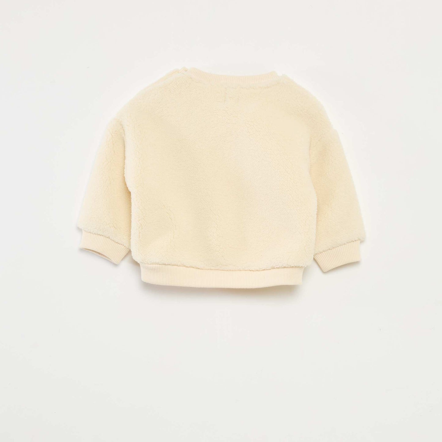 Sweat col rond effet moutonné animalier BLANC