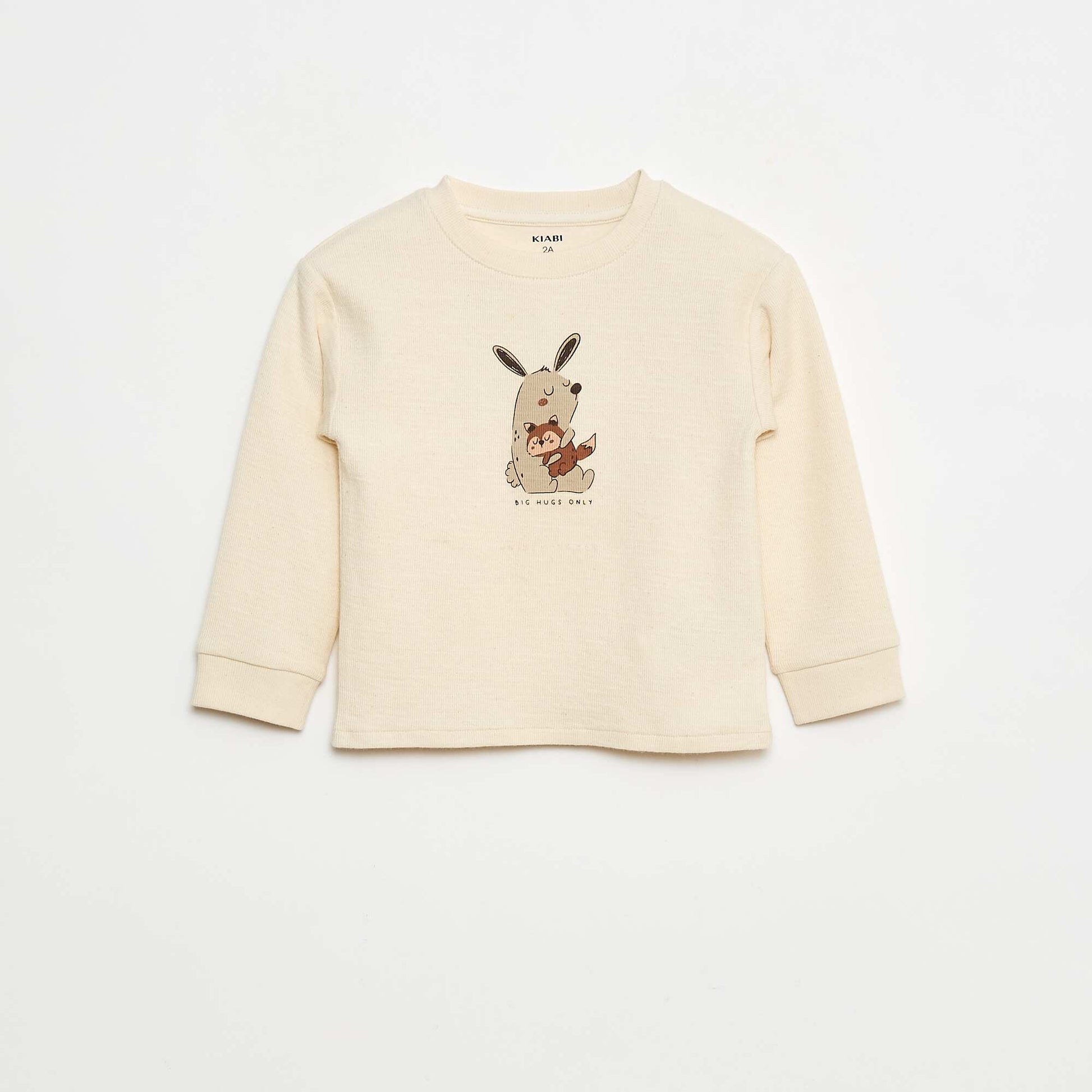 Pull léger en coton stretch avec imprimé BLANC