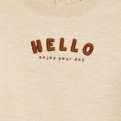 Pull léger en coton stretch avec imprimé BEIGE