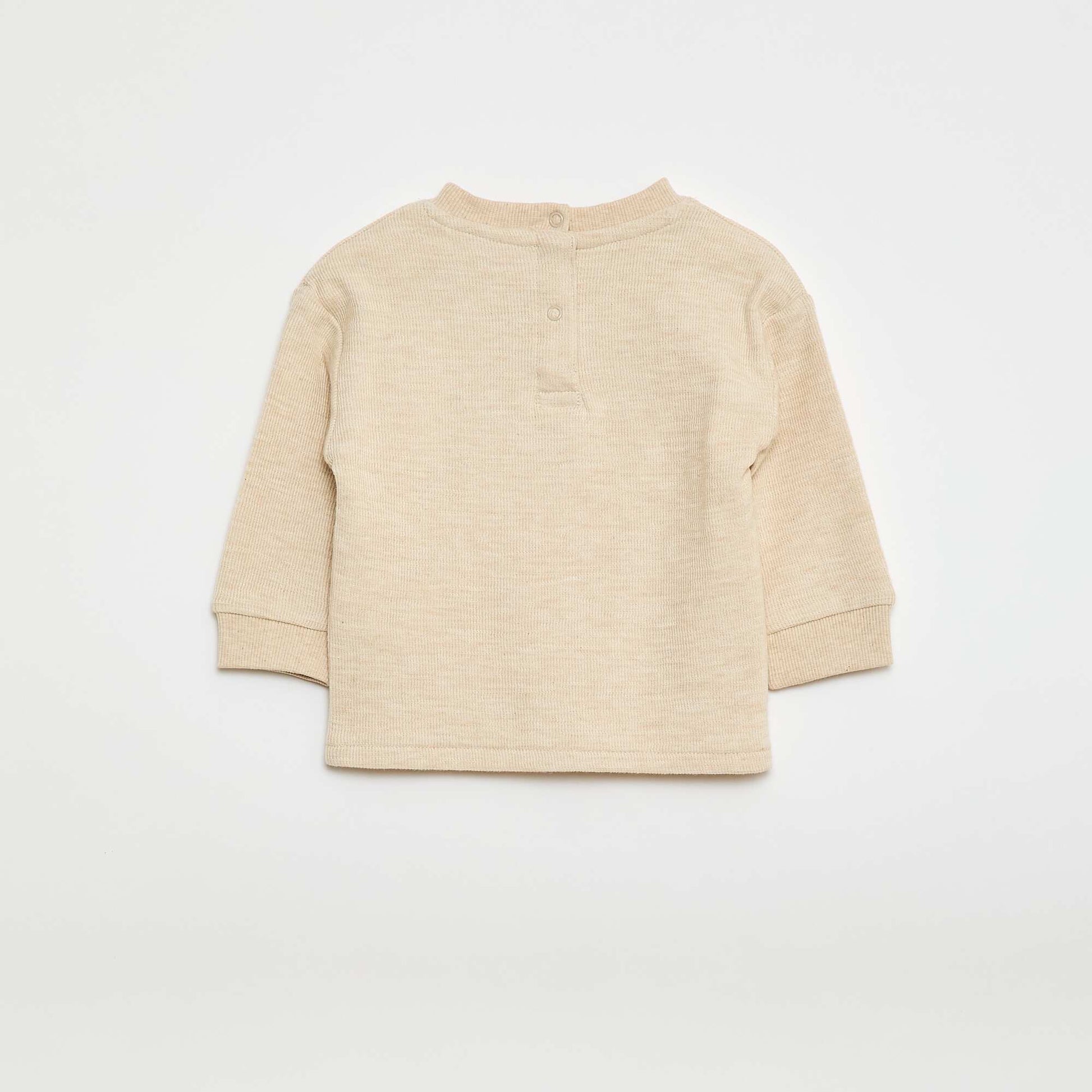 Pull léger en coton stretch avec imprimé BEIGE
