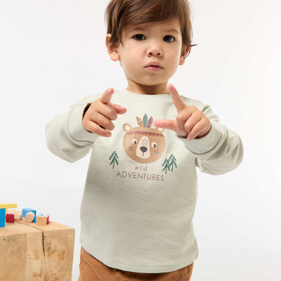 Pull léger en coton stretch avec imprimé BLEU