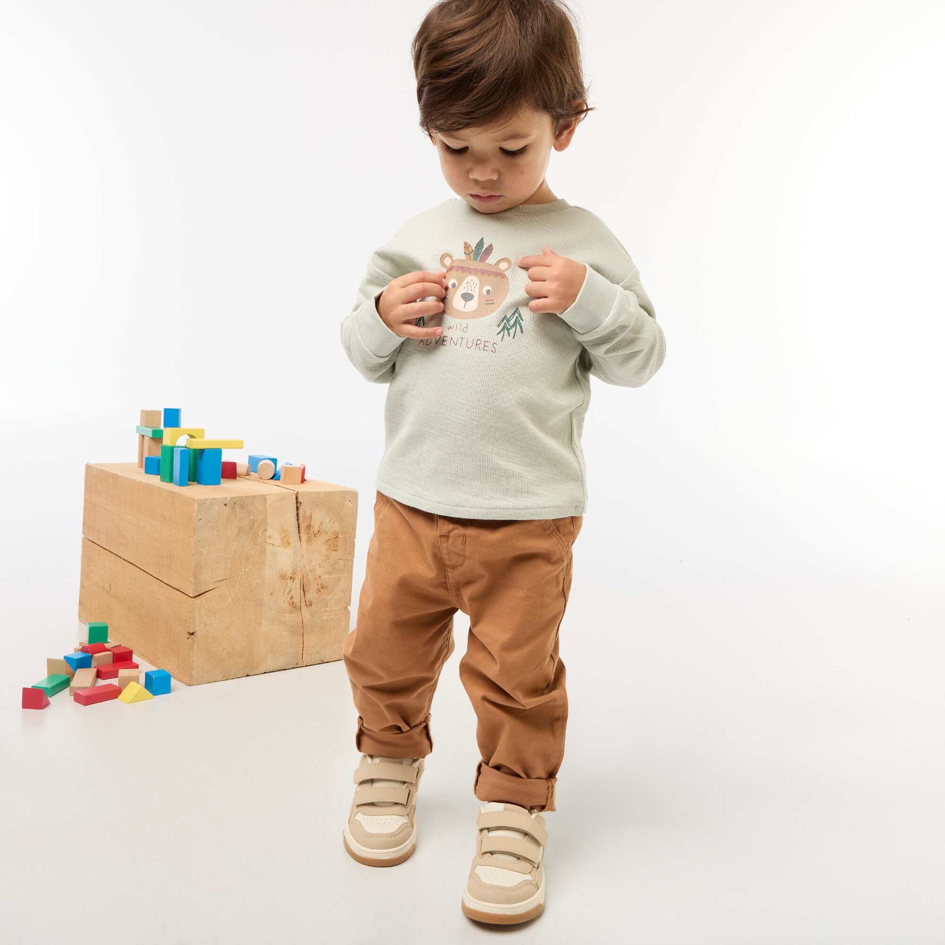 Pull léger en coton stretch avec imprimé BLEU