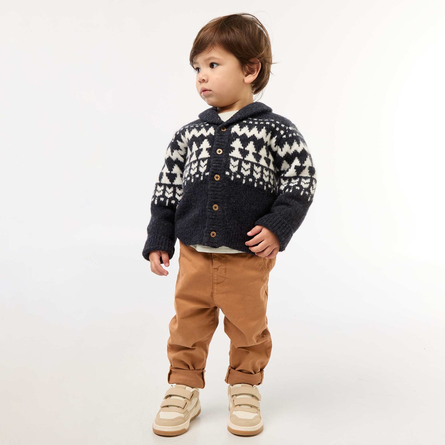 Pull léger en coton stretch avec imprimé BLEU
