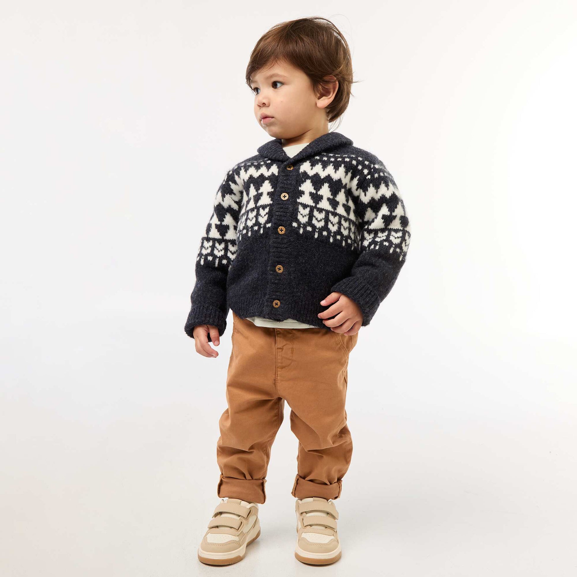 Pull léger en coton stretch avec imprimé BLEU
