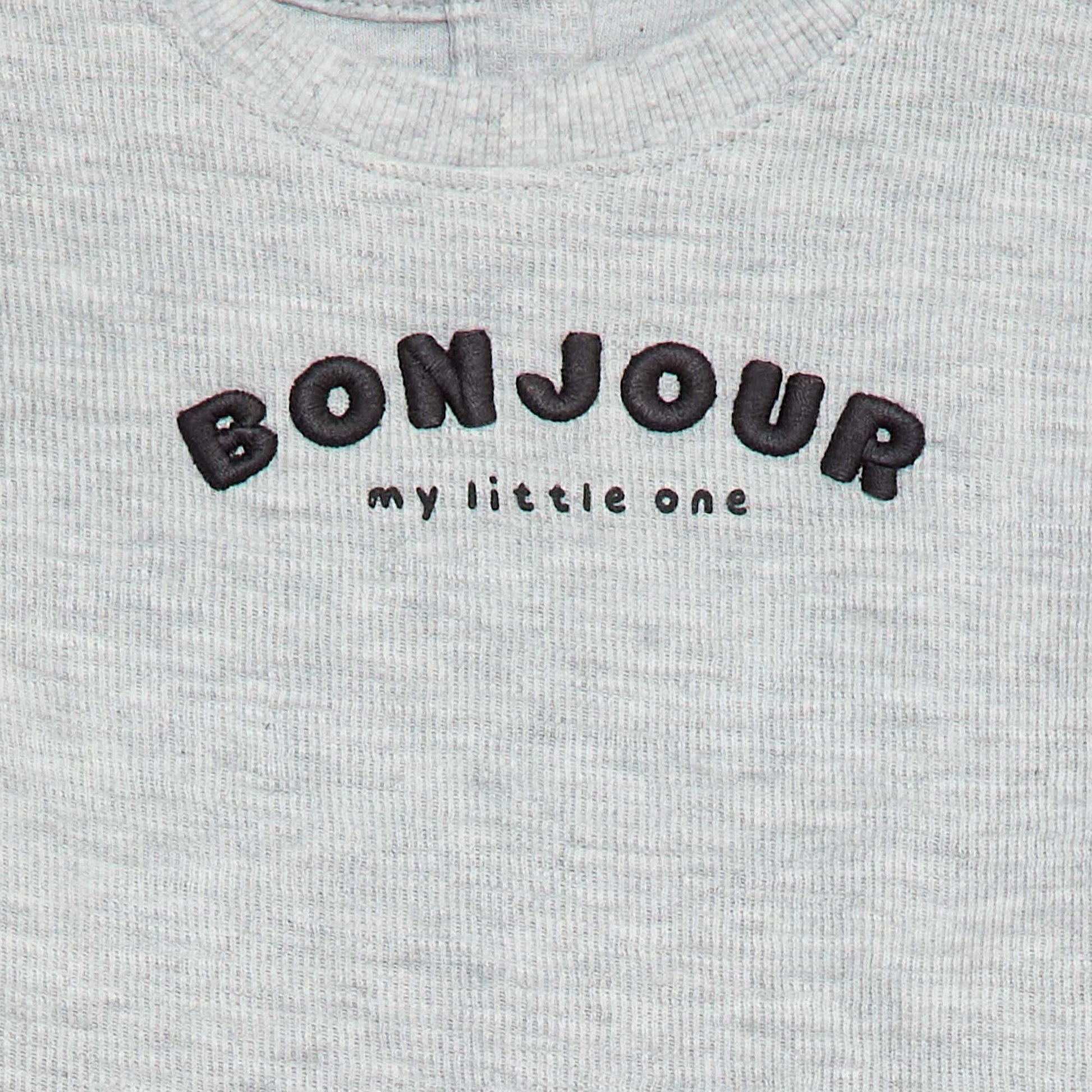 Pull léger en coton stretch avec imprimé GRIS