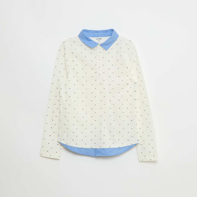 Polo piqué 2 en 1 all-over en coton BLANC