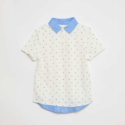 Polo piqué 2 en 1 all-over en coton BLANC
